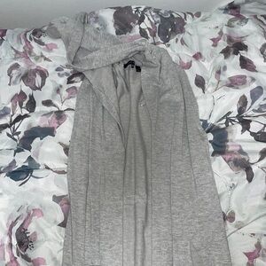 Women’s grey short sleeve hooded cardigan